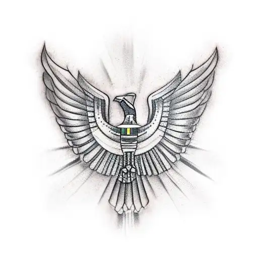 A realistic tattoo of an Egyptian symbol combined with a police badge tattoo design idea