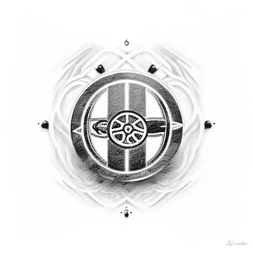 circle with arsenal football imagery tattoo design idea