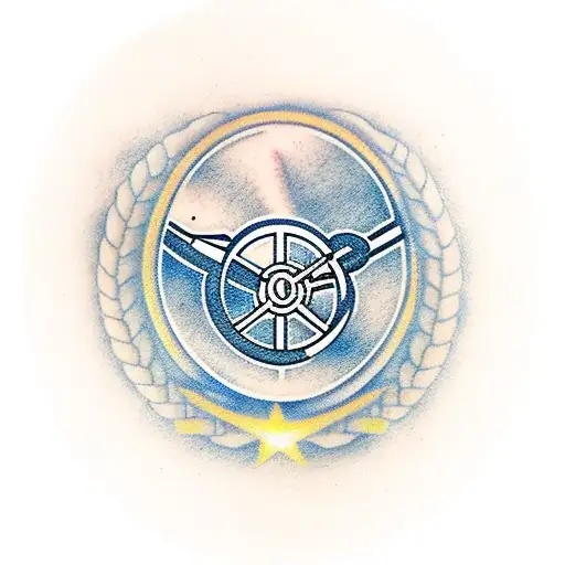 circle with arsenal football imagery tattoo design idea