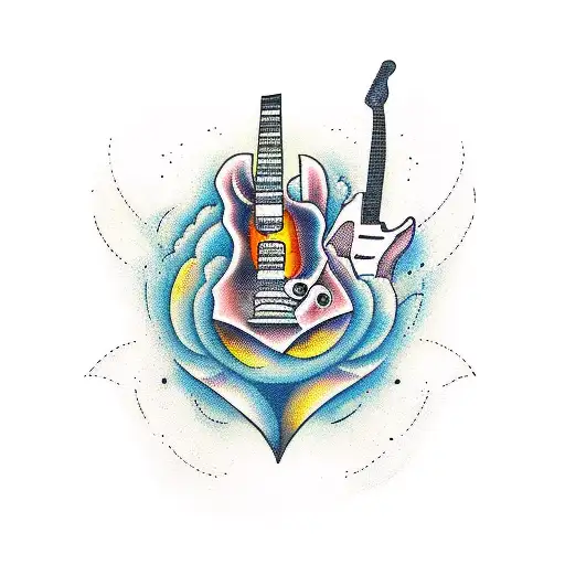 guitare and skateboard tattoo design idea