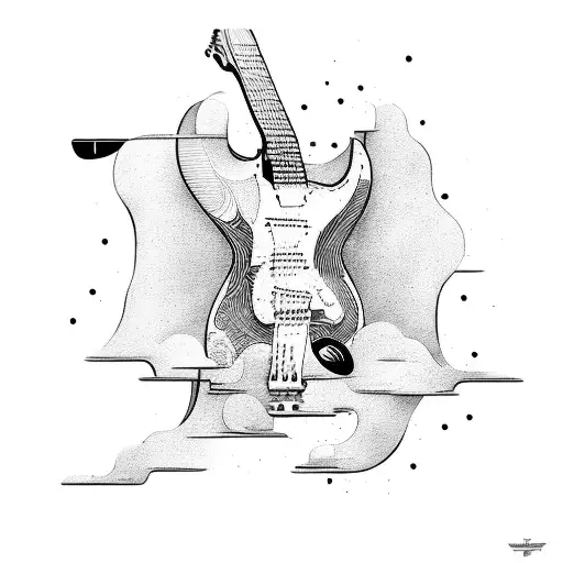 guitare and longboard tattoo design idea