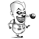 a scary clown holding a basketball laughing tattoo design idea