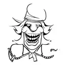 a scary clown holding a basketball laughing tattoo design idea