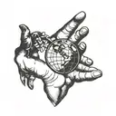 Total world domination tattoo with a hand holding the world tattoo design idea
