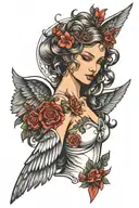 aphrodite with angel wings tattoo design idea