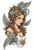 aphrodite with angel wings tattoo design idea