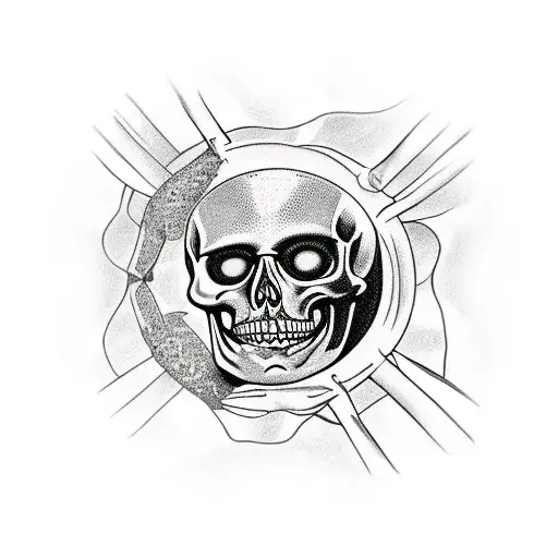skeleton arm hand holding crystal ball tattoo tattoo design idea