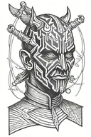 simple Darth maul in black  tattoo design idea