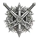 Sword with a crown of thorns intertwined tattoo design idea