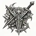 Sword with a crown of thorns intertwined tattoo design idea