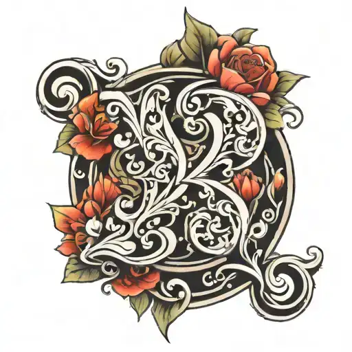 B letter with 23 number tattoo design idea