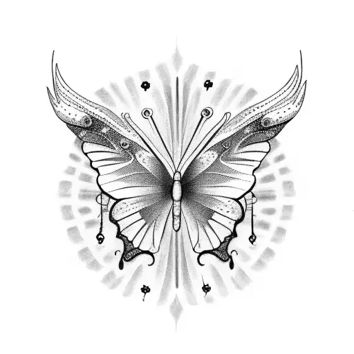 Rainbow Butterfly with the word "Insha'Allah" tattoo design idea