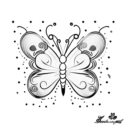 Rainbow Butterfly with the word "Insha'Allah" tattoo design idea