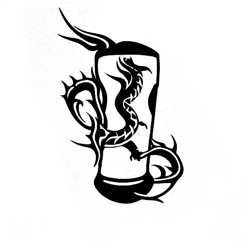 Fat Dragon drink beer  tattoo design idea