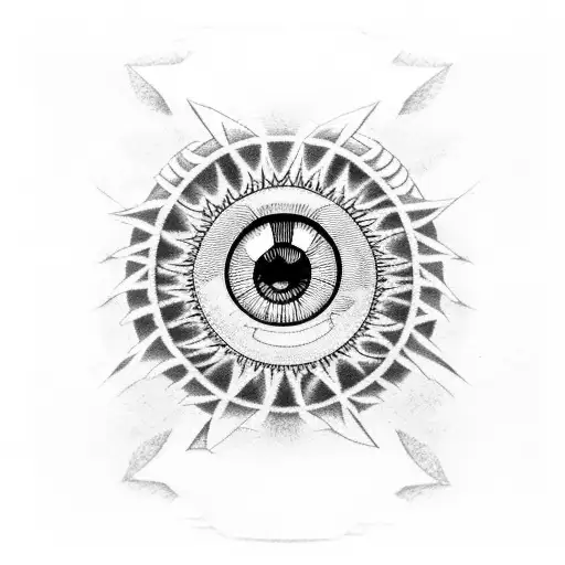 A fusion of Itachi Uchiha's Sharingan eye and Levi Ackerman's Survey Corps emblem tattoo design idea