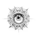 A fusion of Itachi Uchiha's Sharingan eye and Levi Ackerman's Survey Corps emblem tattoo design idea