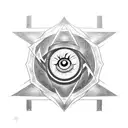 A fusion of Itachi Uchiha's Sharingan eye and Levi Ackerman's Survey Corps emblem tattoo design idea
