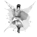 Combining elements of Itachi Uchiha and Levi Ackerman in a dynamic action pose tattoo design idea