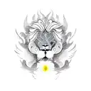 A lion and a phoenix symbolizing the balance between strength and spirituality tattoo design idea