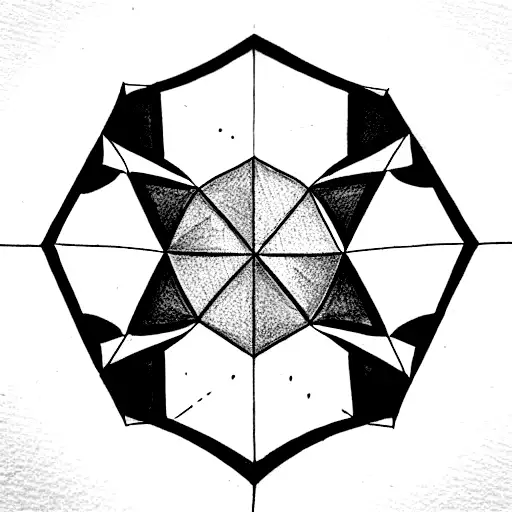 design a tatoo that Buckminster Fuller might design. start with a sideways hexagon. fill the interior with triangles. tattoo design idea