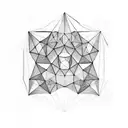 design a tatoo that Buckminster Fuller might design. start with a sideways hexagon. fill the interior with triangles. tattoo design idea