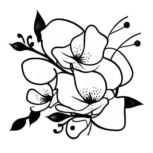Gladious flower vine and cherry blossom  tattoo design idea