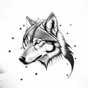 the upper body of a woman with an wolf spirit leaving her body tattoo design idea