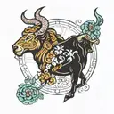 astrological signs leo aries and taurus with tattoo design idea