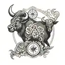 astrological signs leo aries and taurus with tattoo design idea