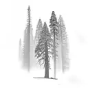 a sequoia tree with half dome in Yosemite national park in the background tattoo design idea