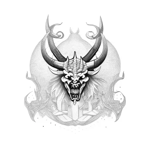devil with horns tattoo design idea