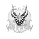 devil with horns tattoo design idea