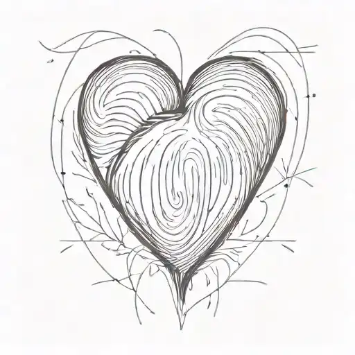 fingerprint heart shape tattoo design idea