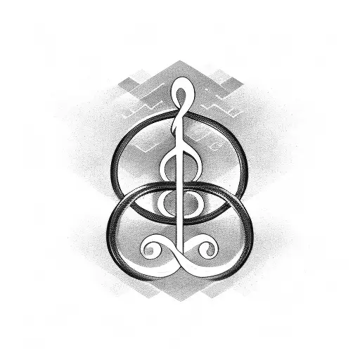 A musical note intertwined with a barbell tattoo design idea