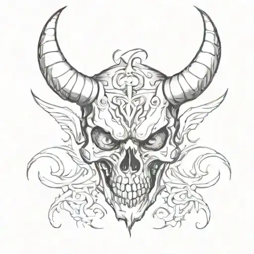 blurry devil skull tattoo design idea
