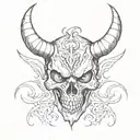 blurry devil skull tattoo design idea