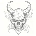 blurry devil skull tattoo design idea