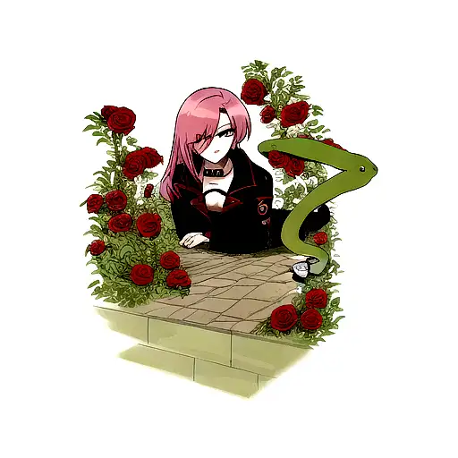 snake and roses tattoo design idea