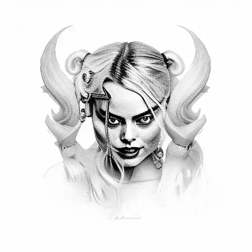  Margot Robbie dans le rôle d'Harley Quinn danse sensuellement avec Johnny Depp dans le rôle du Chapelier Fou tattoo design idea