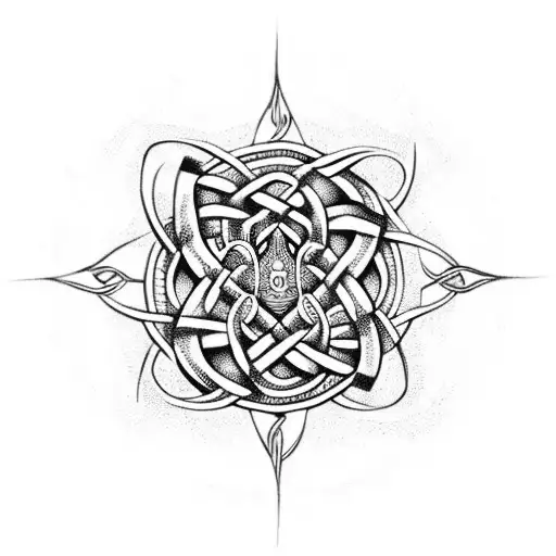 Celtic Knotwork octopus holding on to compass tattoo design idea