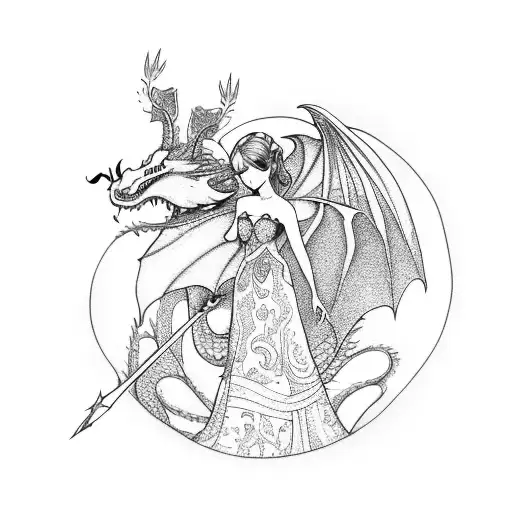 fairy princess writing a dragon  tattoo design idea