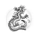 dragon with pixie princess riding it with a panda in the dragons claws tattoo design idea