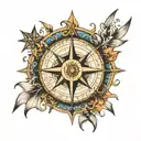 diving, sailing, underwater, Compass rose tattoo design idea