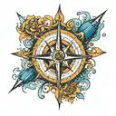 diving, sailing, underwater, Compass rose tattoo design idea