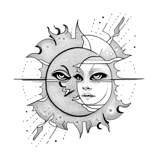 Sun and Moon tattoo design idea