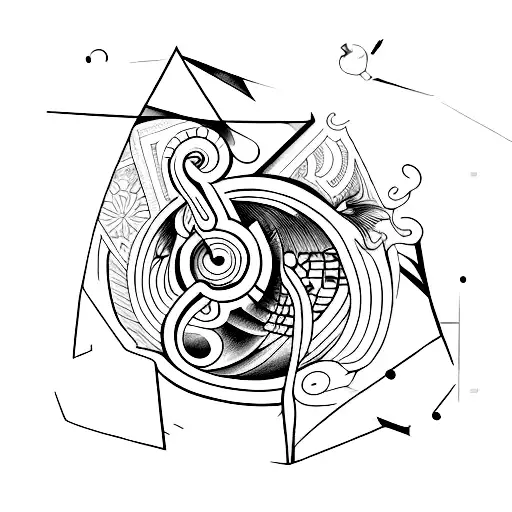 Create a tattoo that represents the concept of strength and bulk using abstract shapes and symbols. tattoo design idea