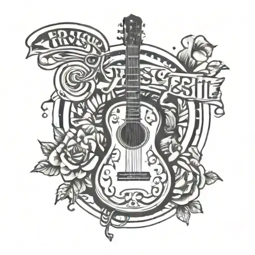 CrossFit guitar intertwined tattoo design idea