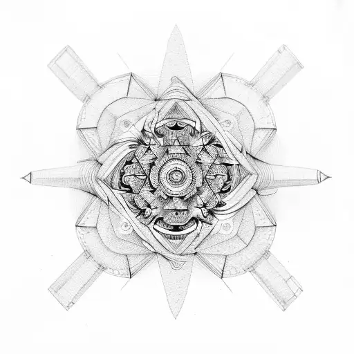 mandala aviation helicopter turbine escher family geometric  tattoo design idea