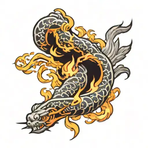 japanese fire around elbow tattoo design idea