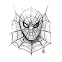 Spiderman with web and spider tattoo design idea